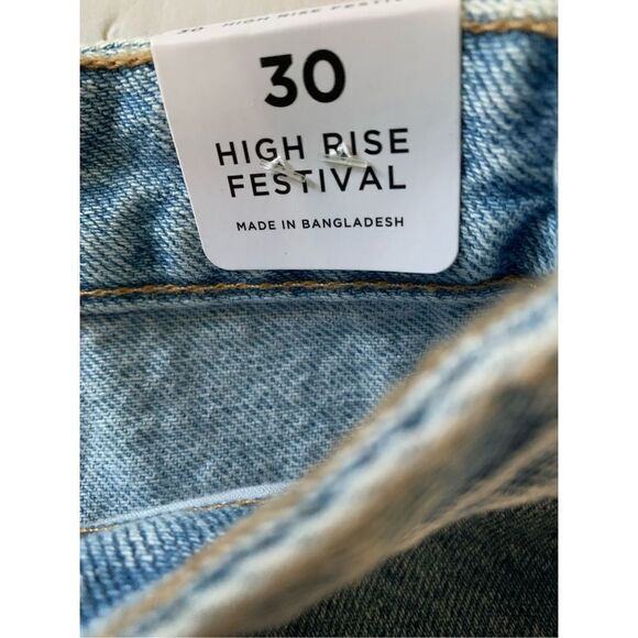 Pacsun High Rise Festival Bright Eyes denim jean shorts women's size 30 NWT - Picture 4 of 7